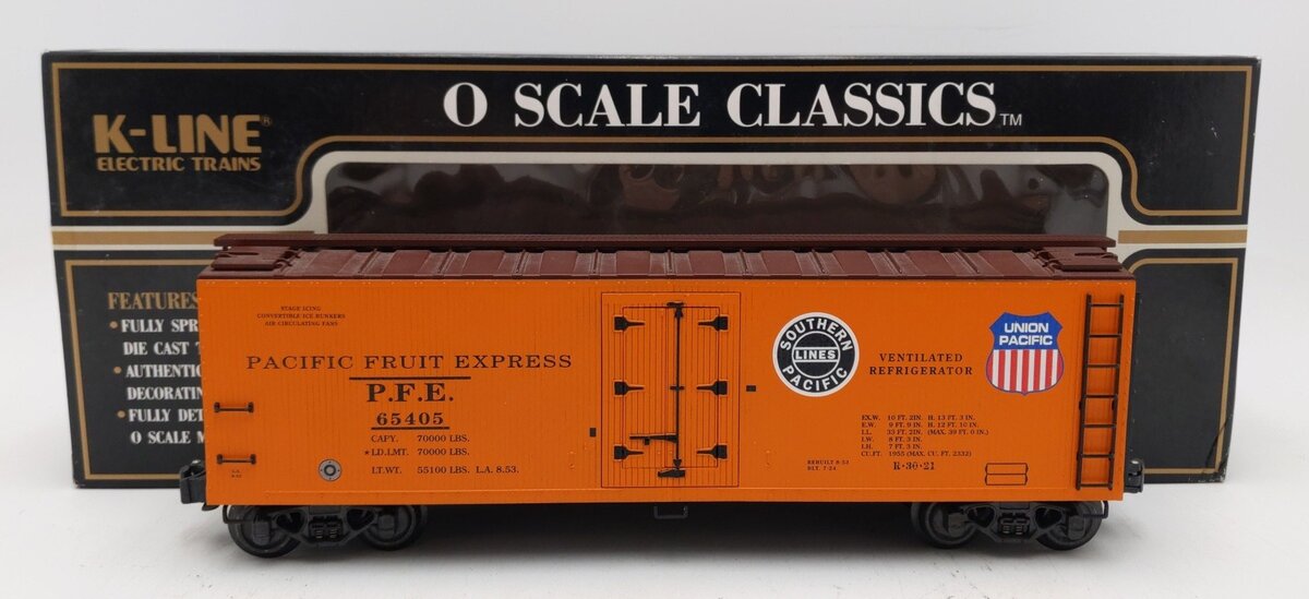 K-Line K762-2114 O Gauge Pacific Fruit Express Reefer Car #65405 LN/Box