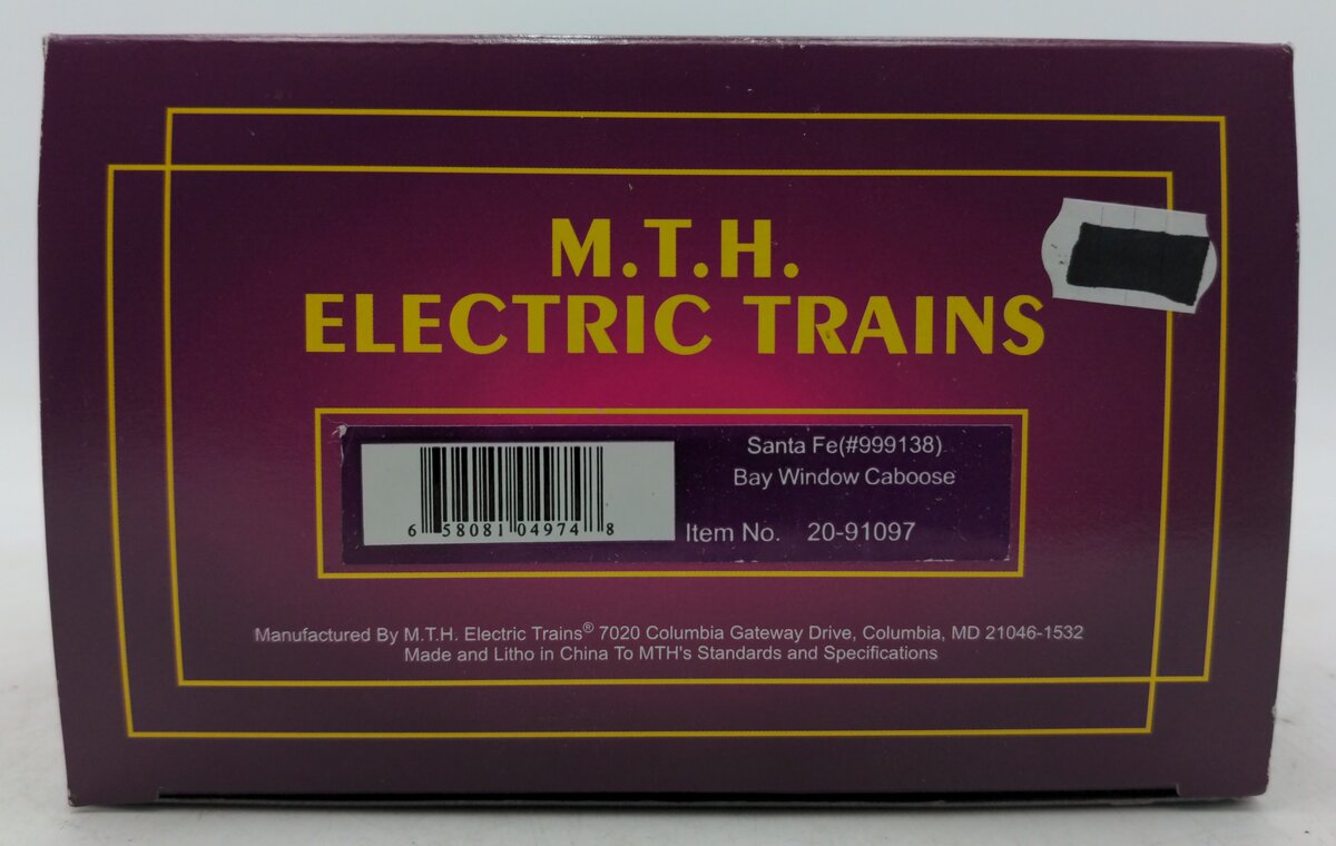 MTH 20-91097 O-Gauge Santa Fe Bay Window Caboose #999138 EX/Box