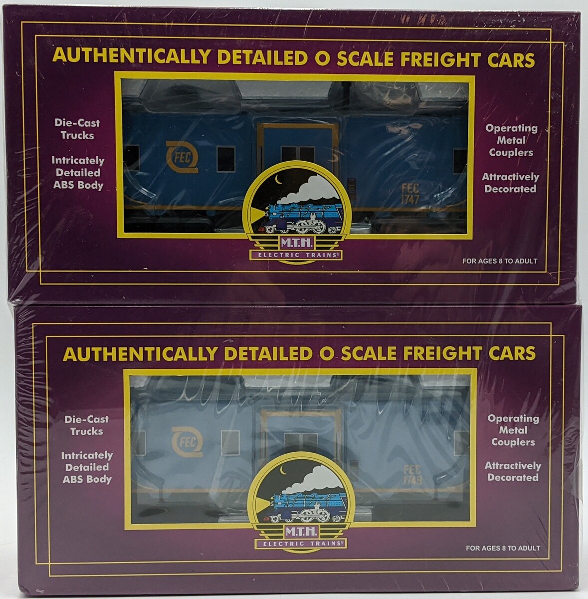 MTH 20-91093 O Florida East Coast Caboose #1747 & #1749 (Pack of 2) MT/Box