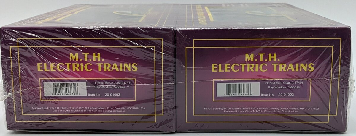 MTH 20-91093 O Florida East Coast Caboose #1747 & #1749 (Pack of 2) MT/Box
