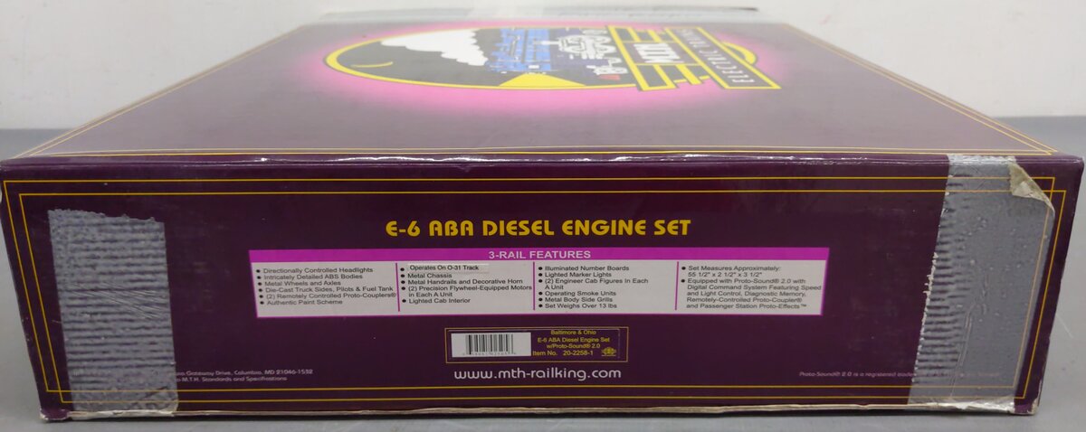 MTH 20-2258-1 O Baltimore & Ohio E-6 ABA Diesel Engine Set w/PS2 ##57/57/52 LN/Box