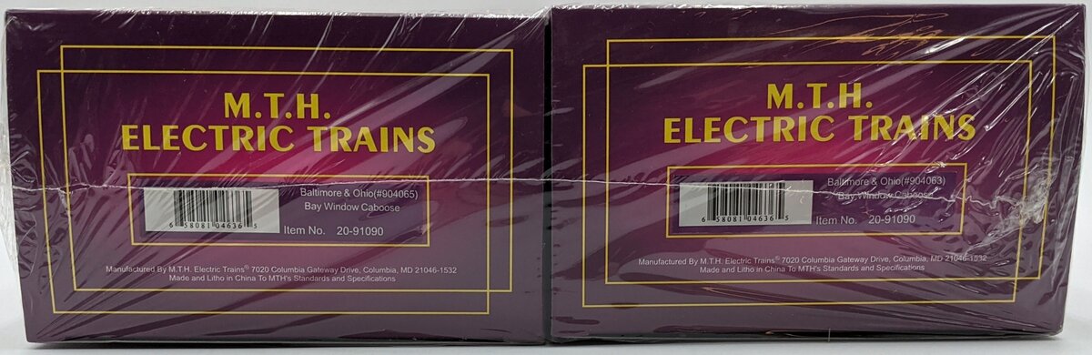 MTH 20-91090 Baltimore & Ohio Bay Window Caboose #904063 & #904065 (Pack of 2) MT/Box
