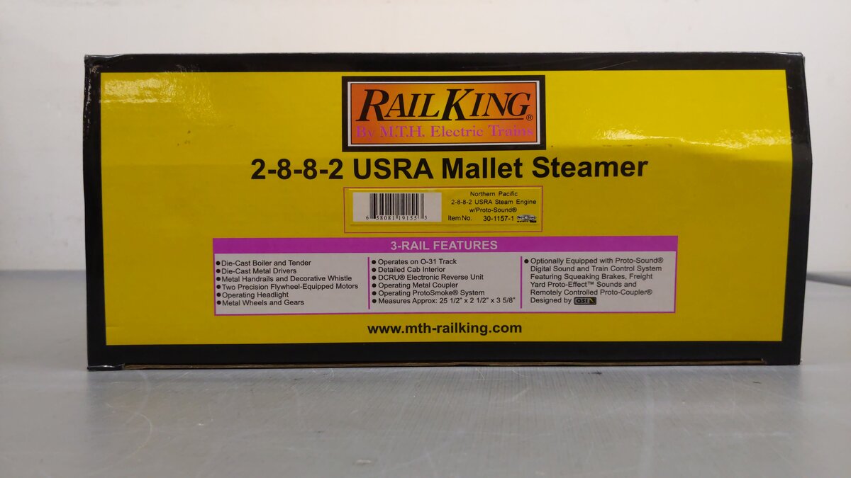 MTH 30-1157-1 O Gauge NP 2-8-8-2 Mallet Steam Locomotive & Tender w/PS1 #4502 EX/Box