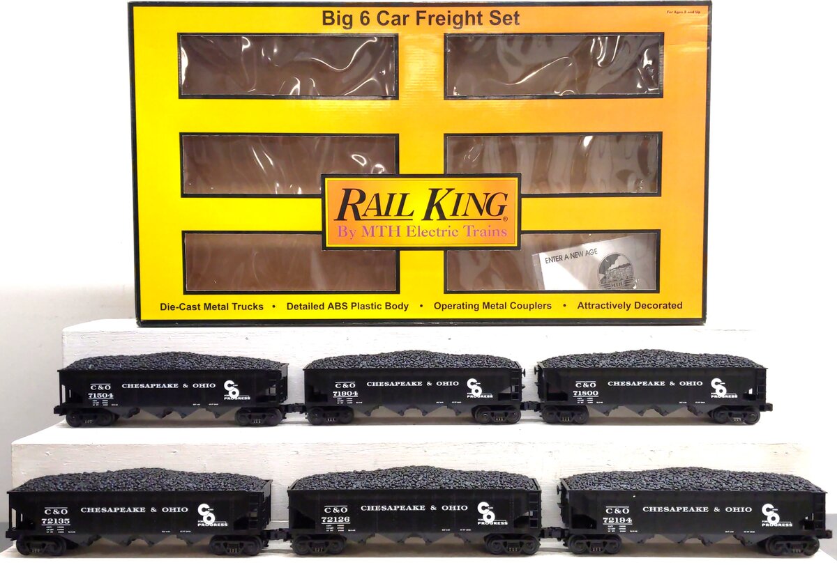 MTH 30-7520 O Chesapeake & Ohio Quad Hopper 6-Car Set LN/Box