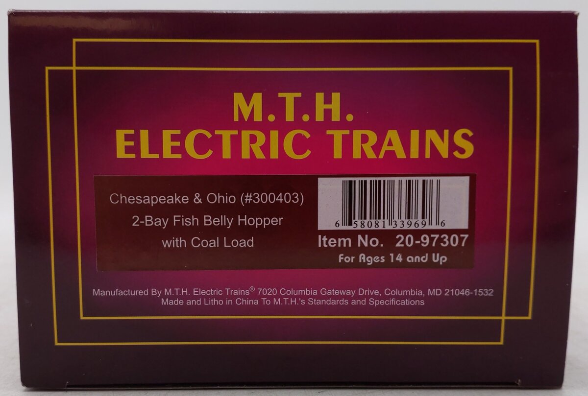 MTH 20-97307 O Chesapeake & Ohio 2-Bay Fish Belly Hopper NIB