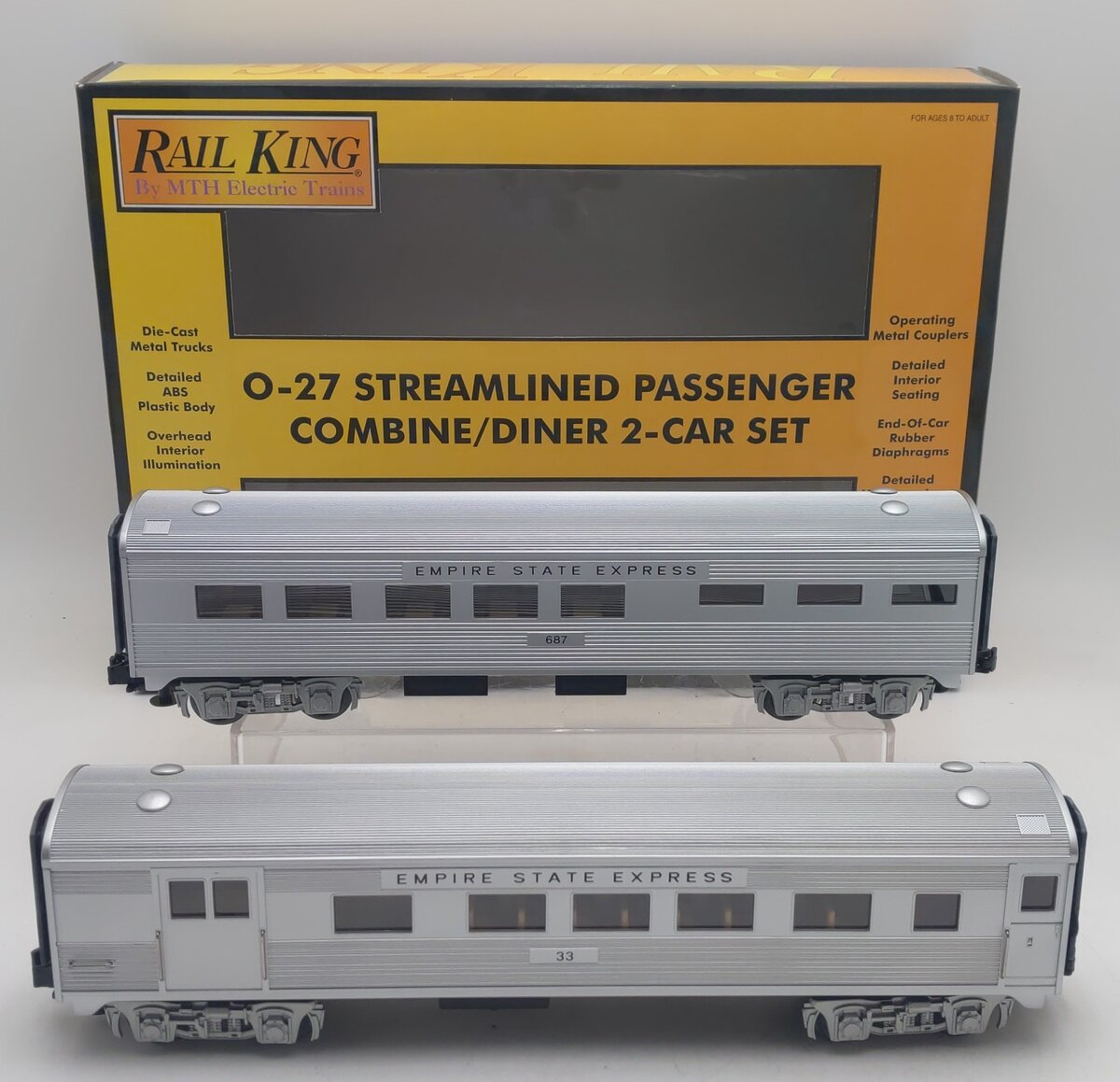 MTH 30-6126 O NYC RailKing O-27 Streamlined Combo/Diner Set (Set of 2) NIB