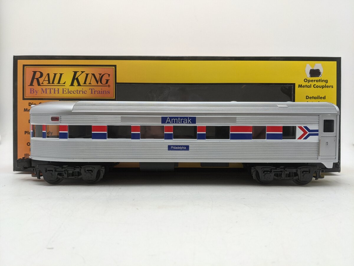 MTH 30-6003 O Gauge Amtrak "Philadelphia" Observation Passenger Car EX/Box