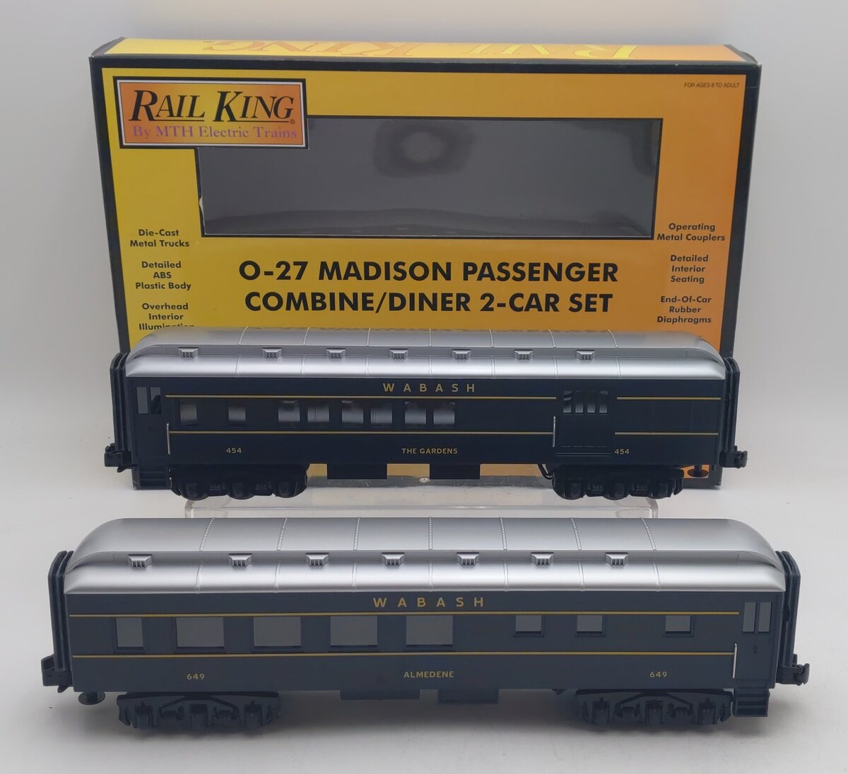 MTH 30-6263 O Wabash RailKing Madison Combo/Diner Set (Set of 2) NIB