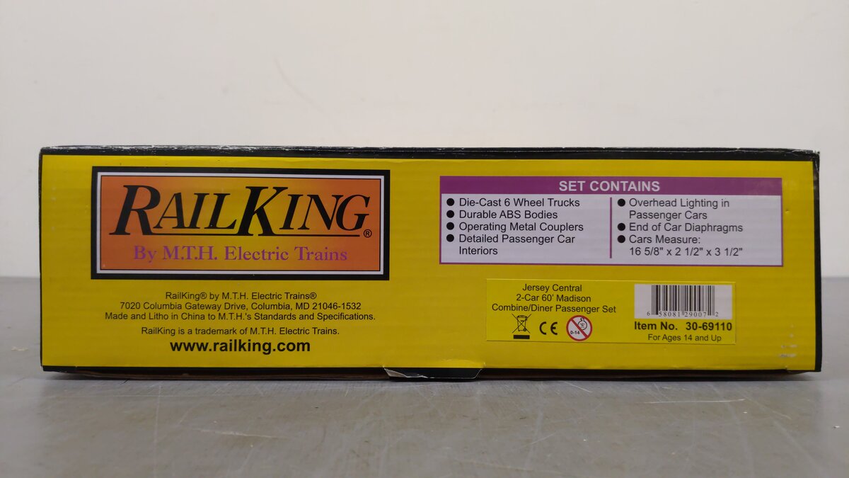 MTH 30-69110 O Jersey Central Combine/Diner Passenger Car Set (Set of 2) EX/Box