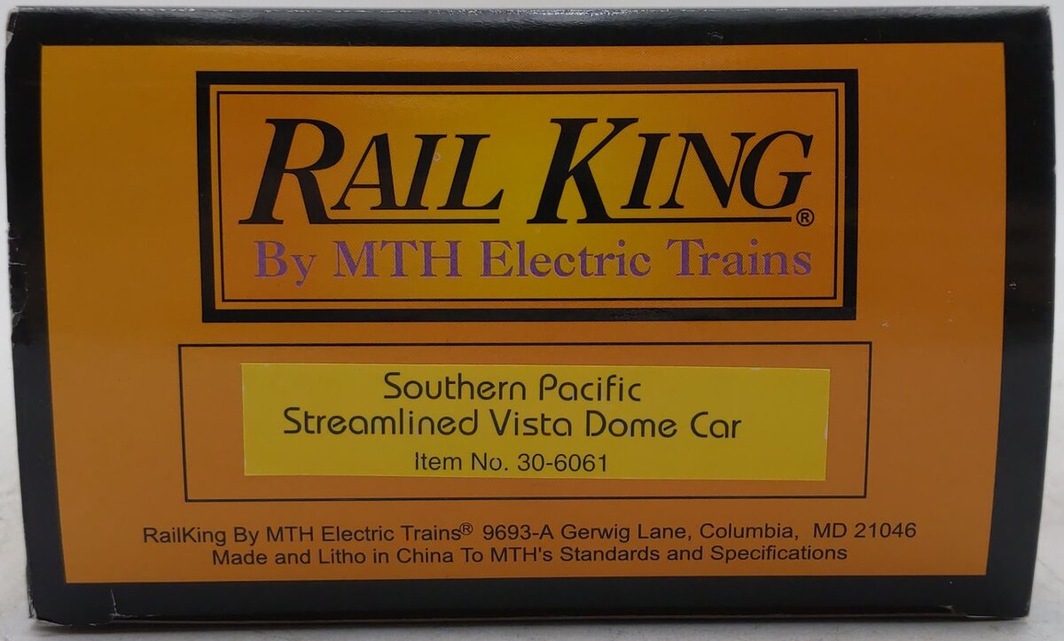 MTH 30-6061 O Gauge Southern Pacific O27 Streamlined Vista Dome Car EX/Box