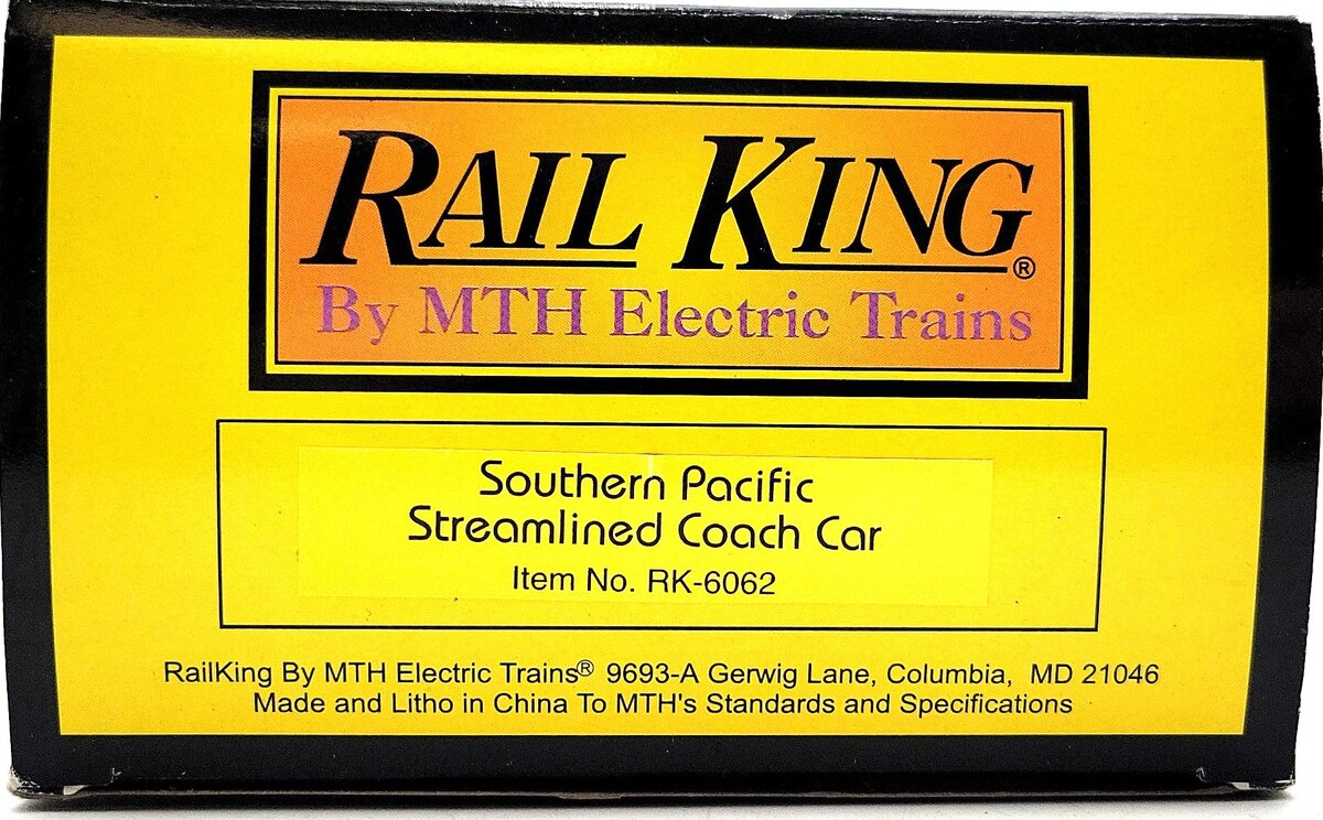 MTH 30-6062 O Gauge Southern Pacific O27 Streamlined Coach Car #2437 LN/Box