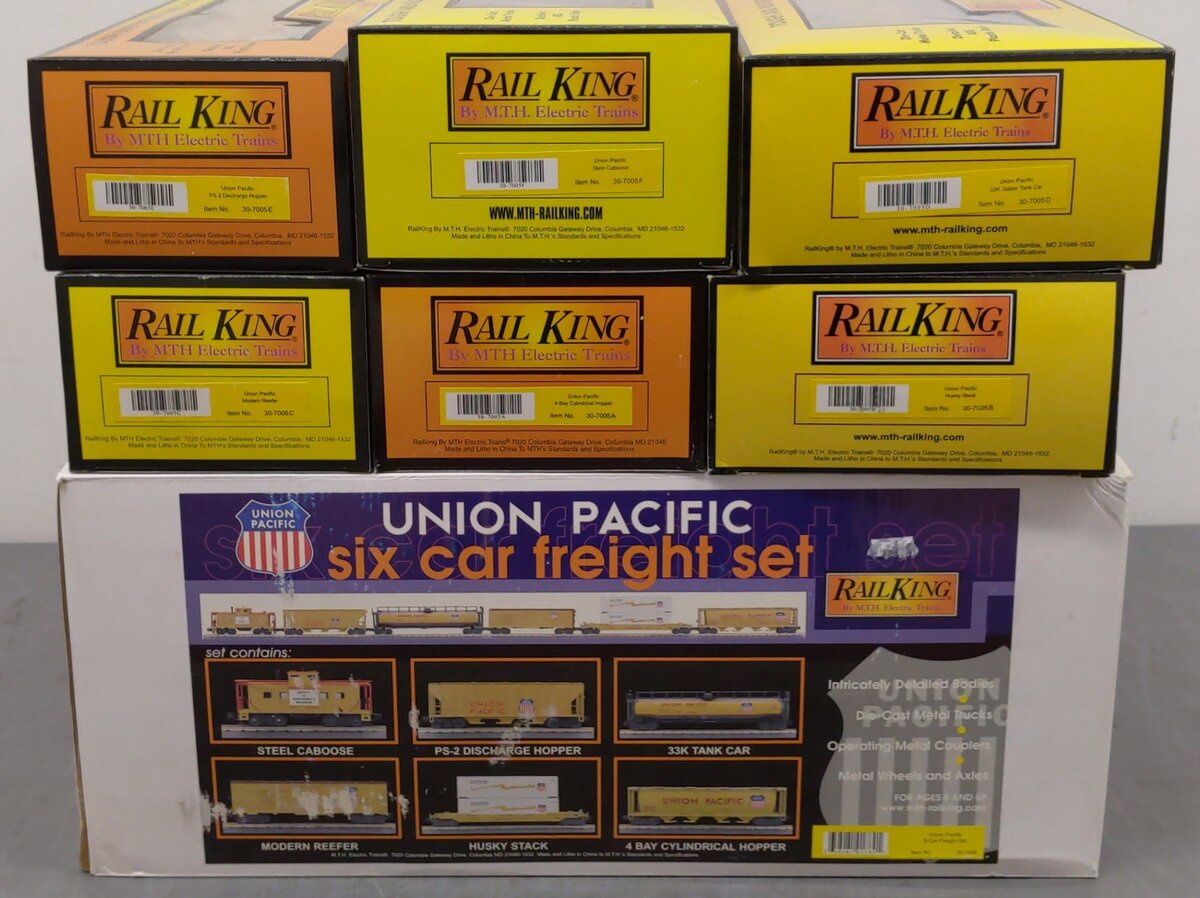 MTH 30-7005 O Union Pacific RailKing Freight Car Set (Set of 6) EX/Box