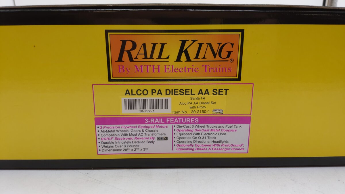 MTH 30-2150-1 Santa Fe Alco PA AA Diesel Engine Set w/PS1 #64/69 EX/Box