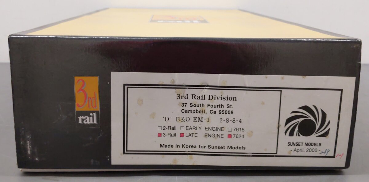 Sunset Models 7624 3rd Rail Brass B&O 2-8-8-4 Steam Locomotive w/ Tender #7624 LN/Box