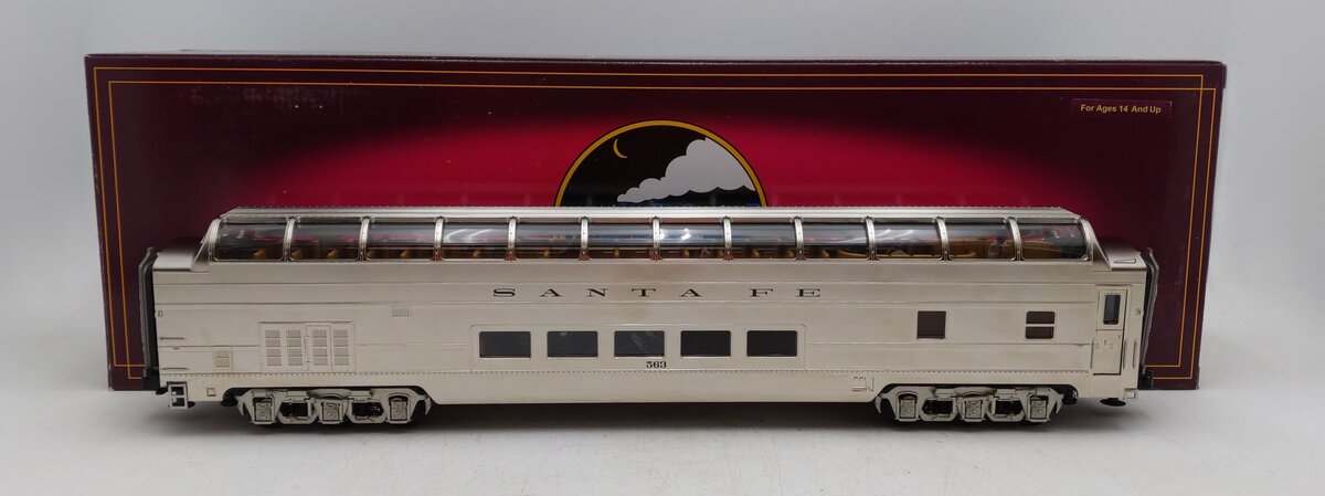 MTH 20-67152 O Gauge Santa Fe 70' Full Length Vista Dome Passenger Car (Smooth) LN/Box