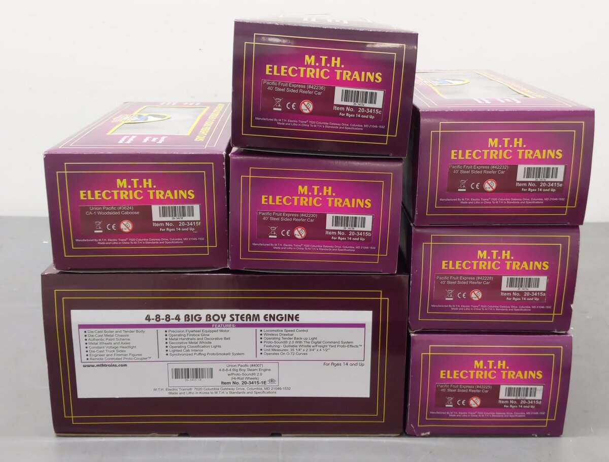 MTH 20-3415-1 O UP 4-8-8-4 Big Boy Speciality Freight Set w/PS 2.0 (Set of 7) LN/Box