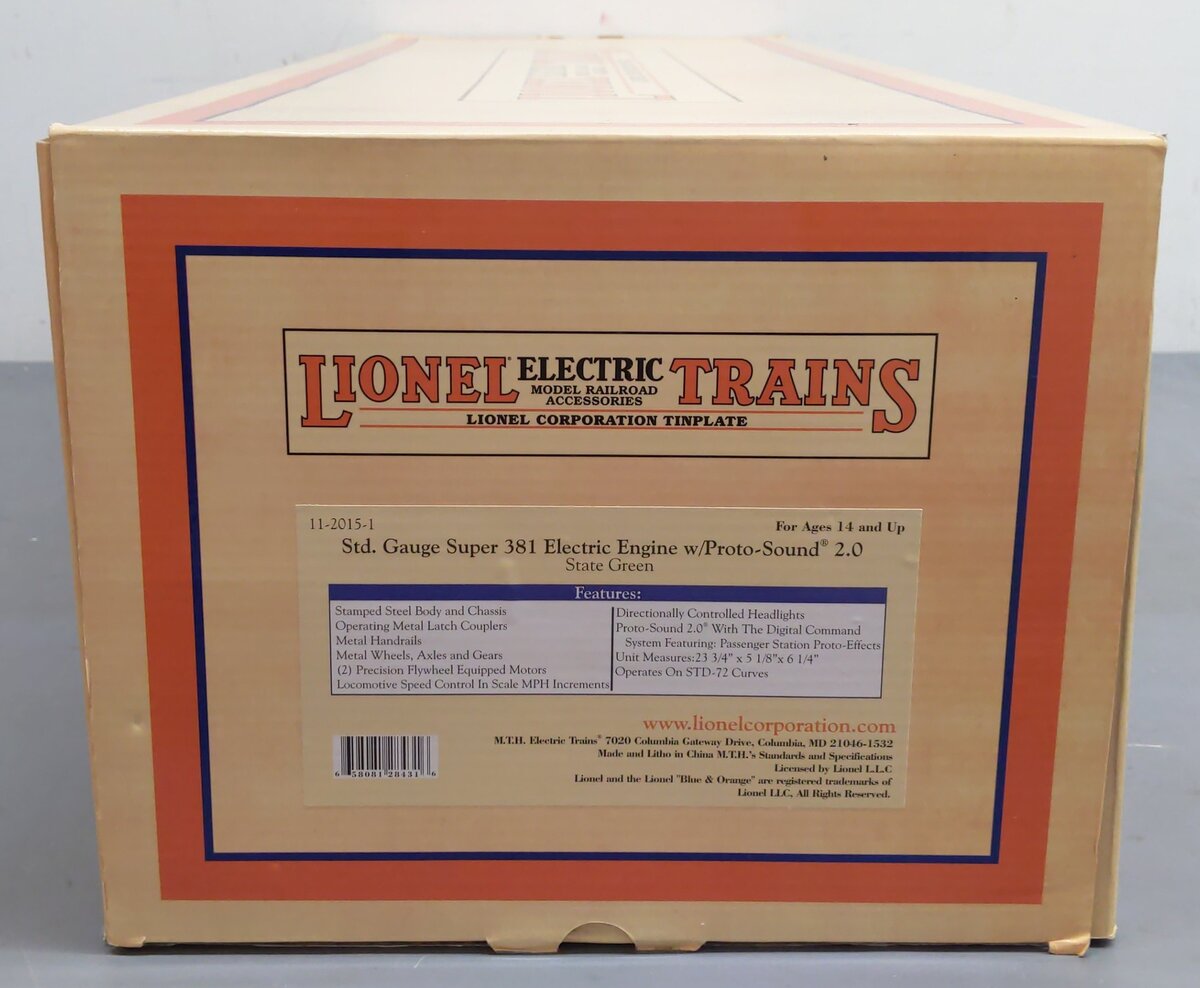 MTH 11-2015-1 STD. Gauge Super 381 Electric State Green NIB
