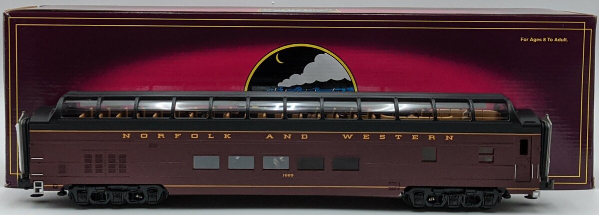 MTH 20-67145 Norfolk & Western 70’ ABS Full Length Vista Dome Passenger Car EX/Box