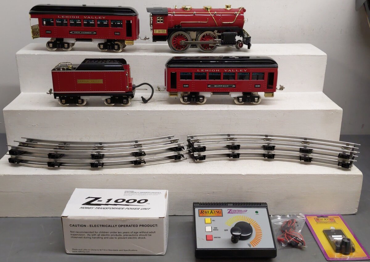 MTH 10-1298-1 Lehigh Valley Std Gauge Steam Passenger Train Set w/PS 2.0 #384 EX/Box