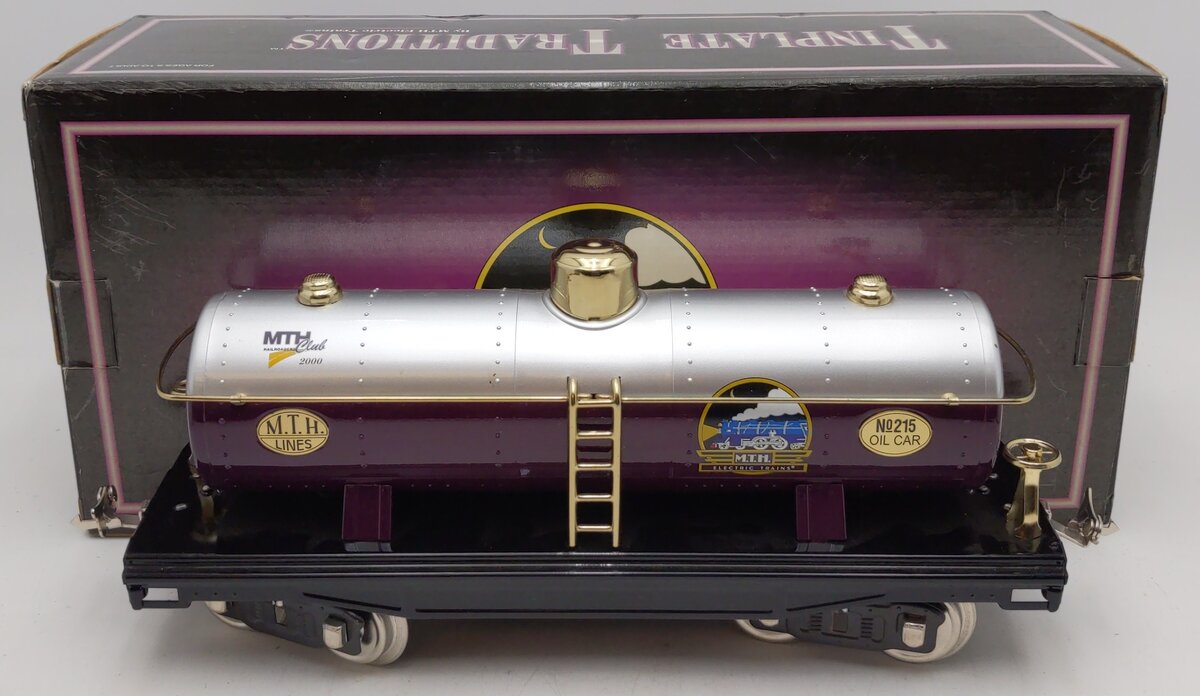 MTH 10-1127 Standard Gauge MTH Tank Car Tin Plate/Brass Trim #215 EX/Box
