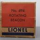 Lionel 494 Vintage O Rotating Tinplate Beacon Tower VG/Box