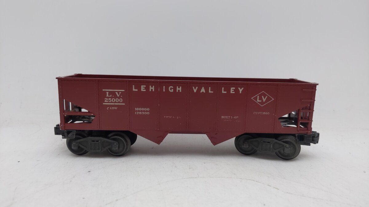 Lionel 6456 Vintage O Lehigh Valley Maroon 2-Bay Hopper Car #25000 VG/Box