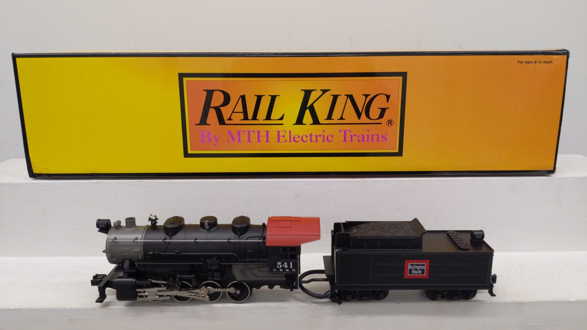 MTH 30-1183-1 O Gauge 0-8-0 Burlington Steam Locomotive & Tender #541 w/PS2 EX/Box