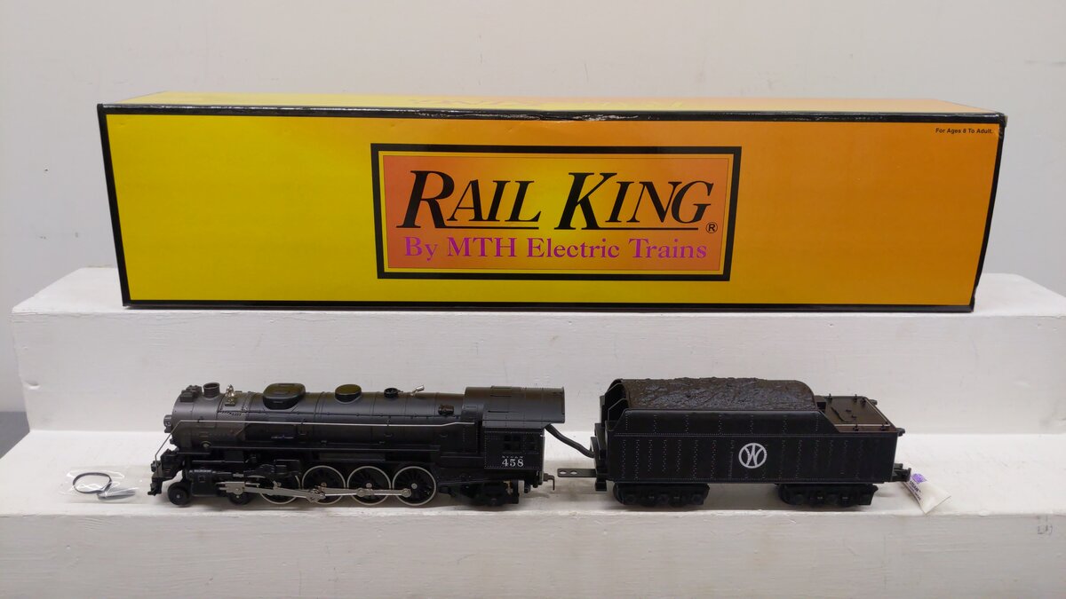 MTH 30-1166-1 NYO&W 4-8-2 L-3 Mohawk Steam Loco & Tender w/PS2 #458 EX/Box