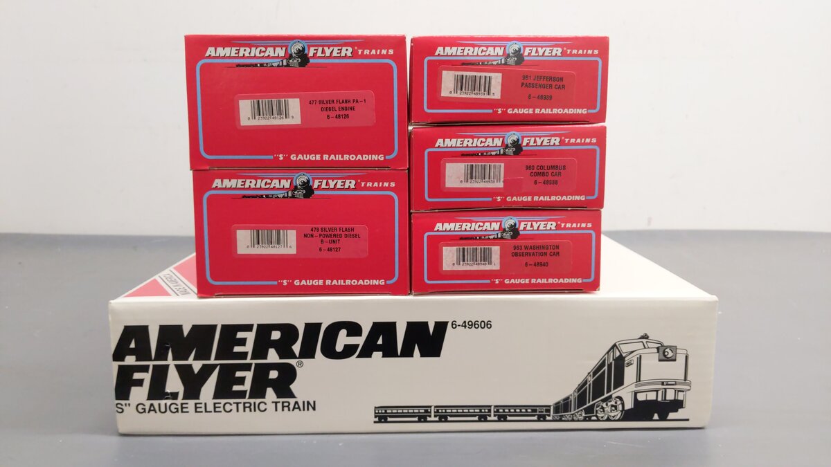 American Flyer 6-49606 S Silver Flash AB Gauge Diesel Passenger Train Set EX/Box