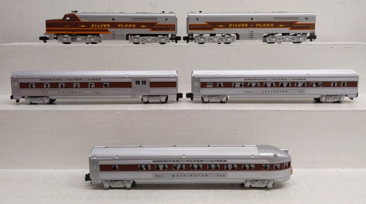 American Flyer 6-49606 S Silver Flash AB Gauge Diesel Passenger Train Set EX/Box