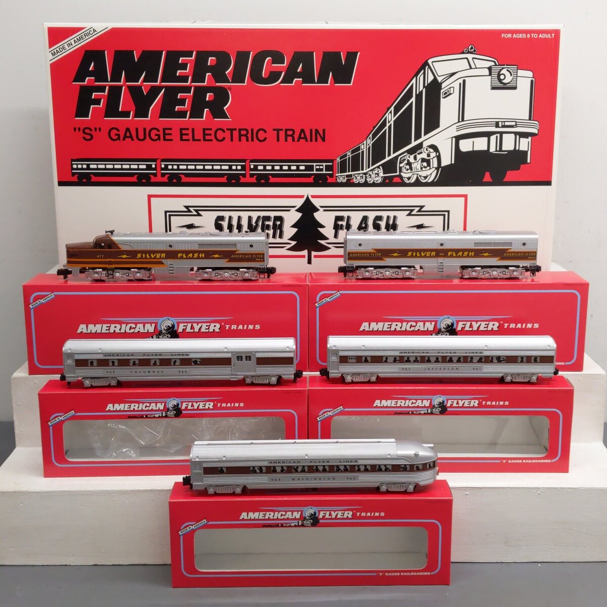American Flyer 6-49606 S Silver Flash AB Gauge Diesel Passenger Train Set EX/Box