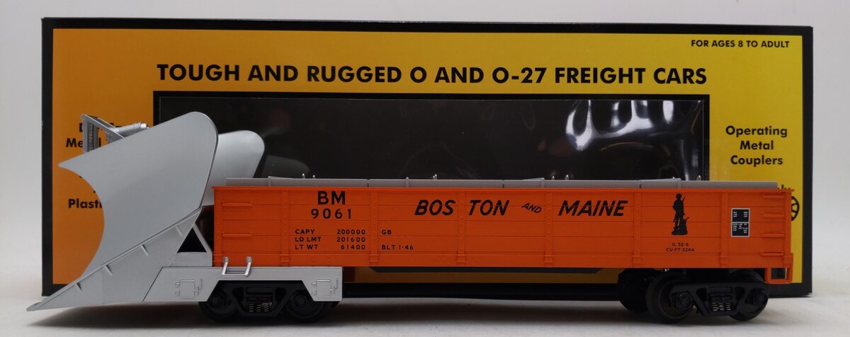 MTH 30-7946 O Gauge B&M Heavy Duty Snow Plow w/Headlight #9061 LN/Box