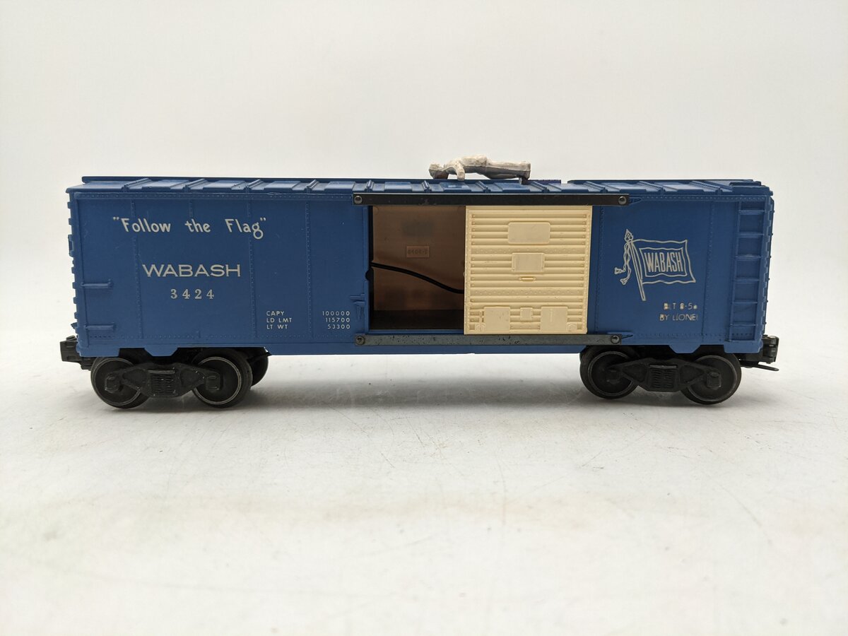 Lionel 3424 Vintage O Wabash Operating Brakeman Car with White Figure VG