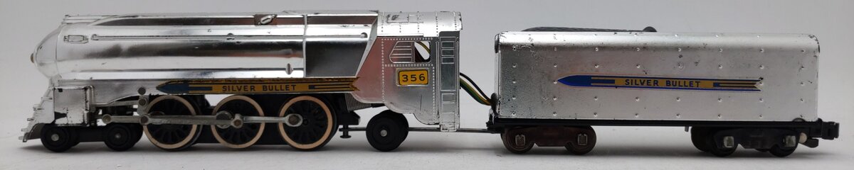 American Flyer 356 Vintage S Silver Bullet 4-6-2 Steam Loco & Tender-Chrome VG