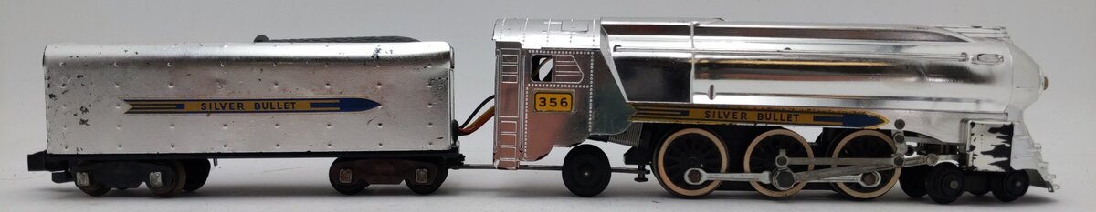 American Flyer 356 Vintage S Silver Bullet 4-6-2 Steam Loco & Tender-Chrome VG
