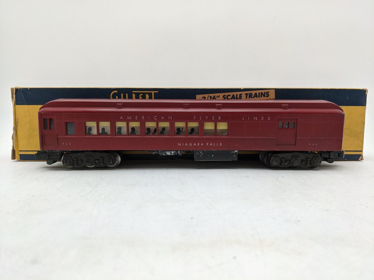 American Flyer 953 VIntage S Niagra Falls Heavyweight Combo Car w/Silhouettes VG/Box
