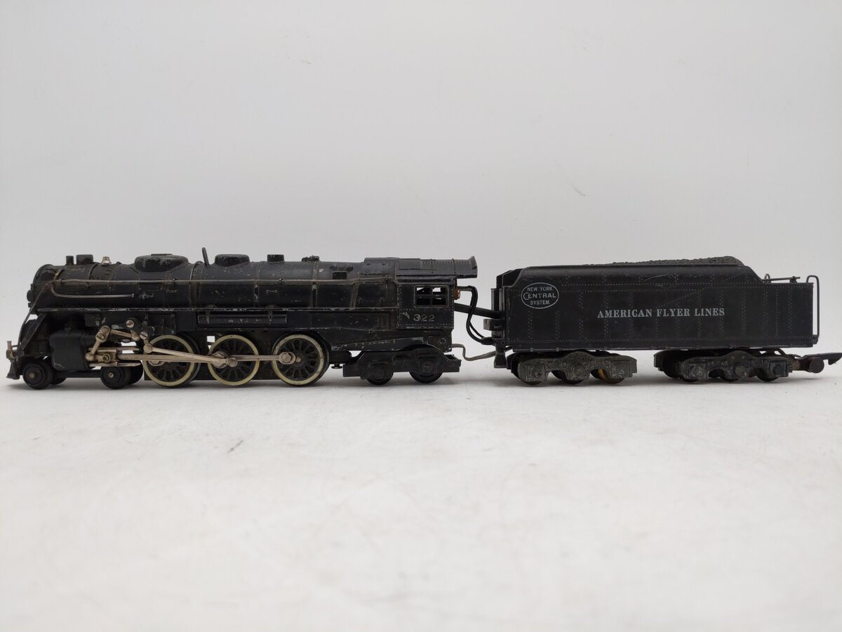 American Flyer 322 Vintage S NYC 4-6-4 Hudson Steam Locomotive & Tender VG