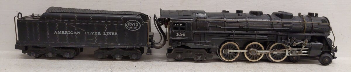 American Flyer 326 Vintage S NYC 4-6-4 Die-cast Steam Locomotive & Tender VG