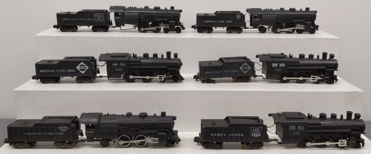 American Flyer Vintage S Reading/Erie/Burlington/PRR/Casey Jones Loco&Tender [6] VG