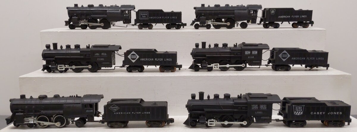 American Flyer Vintage S Reading/Erie/Burlington/PRR/Casey Jones Loco&Tender [6] VG