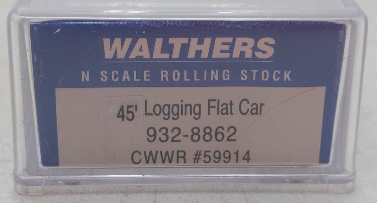 Walthers 932-8862 N Scale Chehalis Western Railroad Logging Flatcar #59881 EX/Box