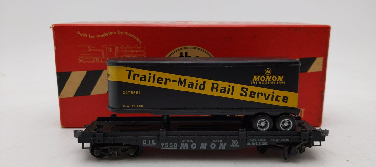 Penn Line 452 HO Monon Piggy-Back Car w/ Trailer Load LN/Box