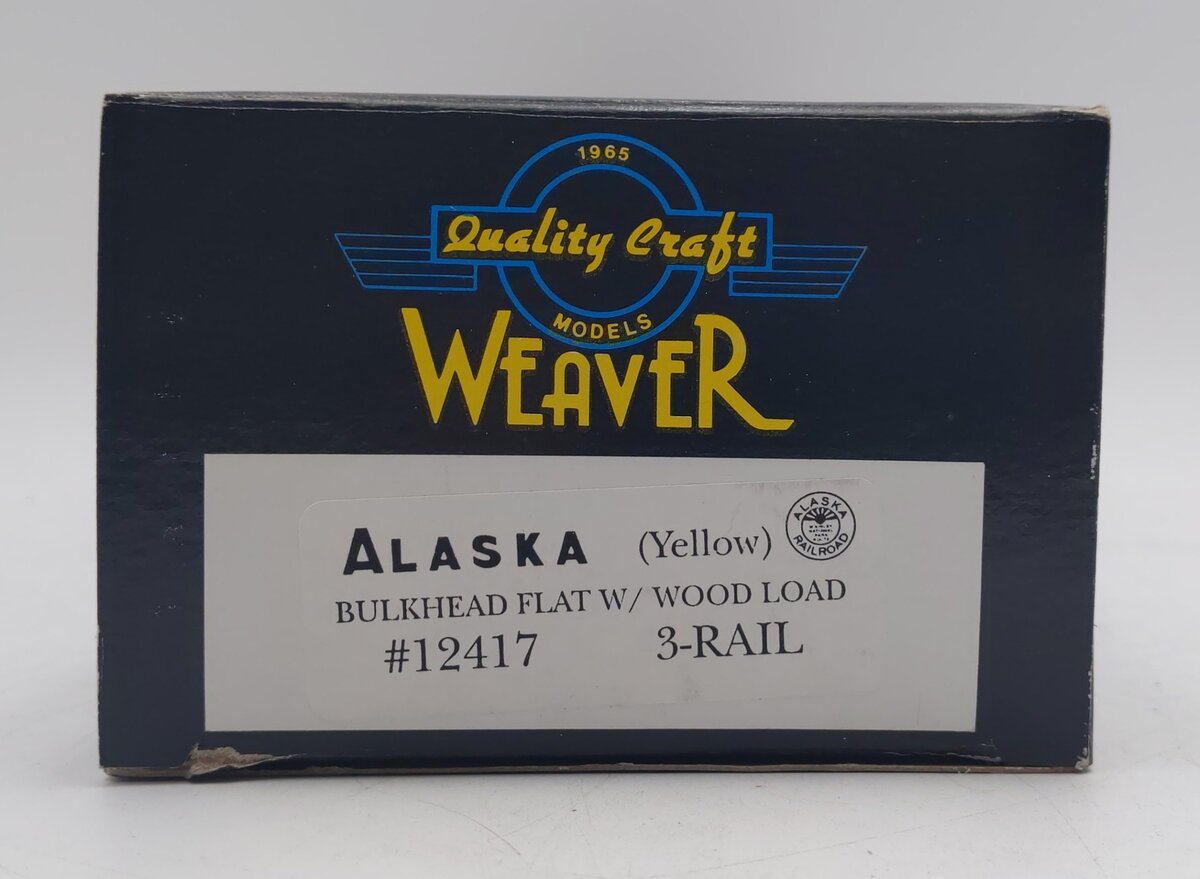 Weaver O Gauge Alaska Bulkhead Flatcar w/ Wood Load #12417 (3-Rail) NIB