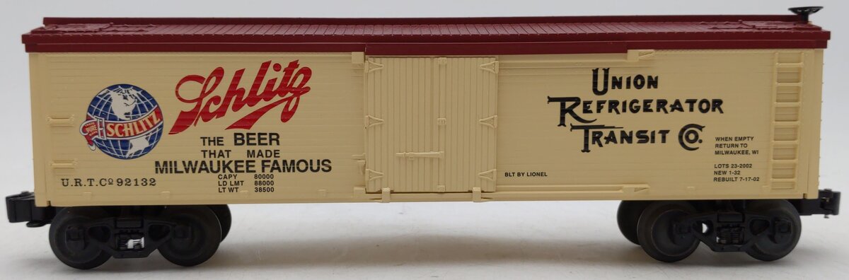 Lionel 6-52261 O Gauge LOTS-2002 Schlitz Reefer Car #92132 LN