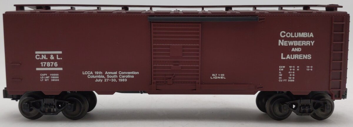 Lionel 6-17876 O Gauge LCCA 1989 Columbia, Newberry & Laurens Convention Box Car EX