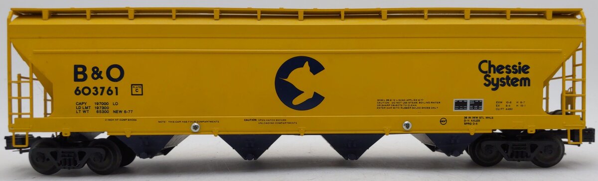 Weaver 603761 O Gauge Chessie System 4-Bay Covered Hopper EX