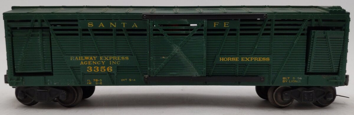 Lionel 3356 Vintage O Santa Fe Operating Horse Car EX