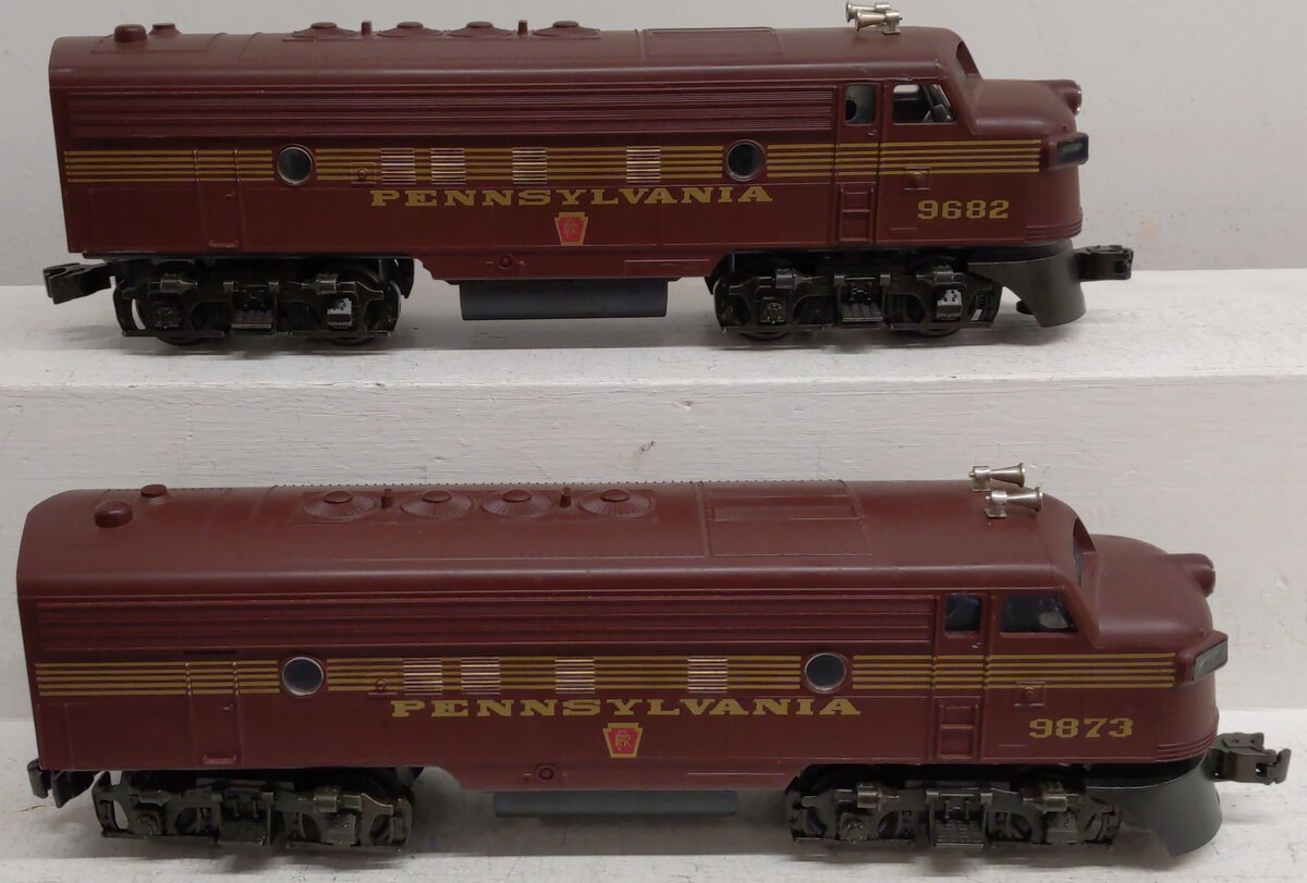 Williams 4305 O Pennsylvania F7 AA Tuscan Red Diesel Locomotives #9682/9873 EX