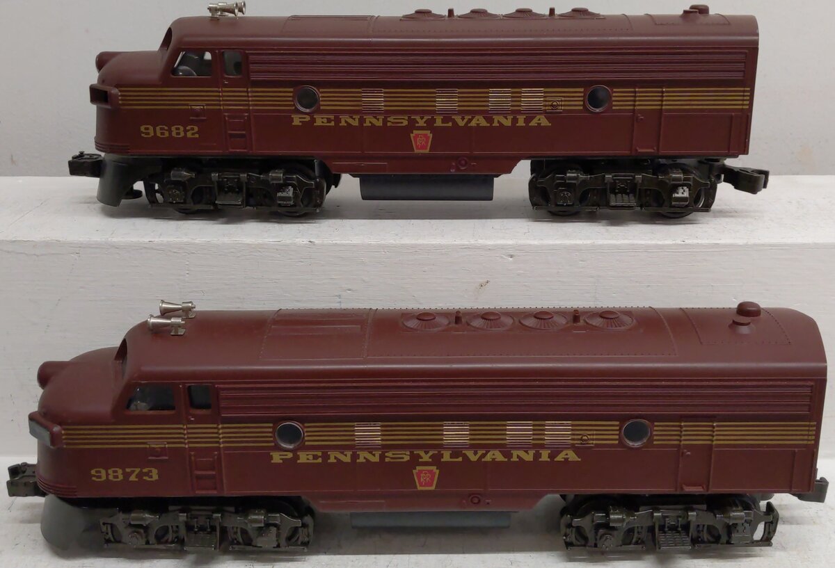 Williams 4305 O Pennsylvania F7 AA Tuscan Red Diesel Locomotives #9682/9873 EX