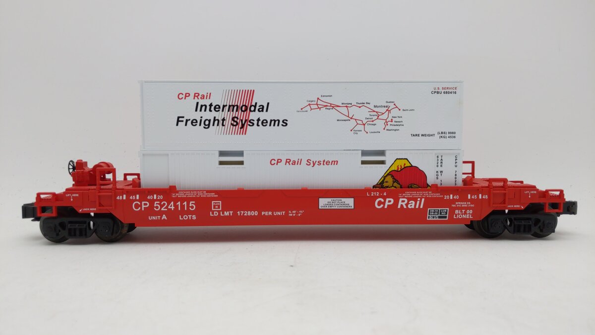 Lionel 6-52196 O Gauge Canadian Pacific Rail Double Stack Unit #524115 EX